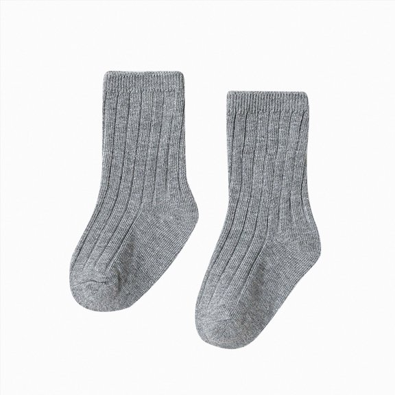 WUANDIXFA Baby Boy Socks Cute Soft Newborn Baby Socks Boys and Girls Cotton Socks Double Needle Mid Calf Baby Baby Solid Color Newborn Socks,Grey,1-3 Years