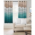 thumbnail image 2 of Turquoise Ombre Stripe Blackout Curtains, Light Blocking Print Window Curtains, Abstract Summer Beach Coastal Thermal Insulated Window Drapes for Living Room Kitchen Cafe 2 Panels, 55"W x 39"L, 2 of 9