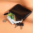 thumbnail image 2 of Leather Coin Purse Pouch with Zipper, Small Change Wallet for Men Women, Compact Card Holder Key Pouch for Coins Cash Cards, Gift for Him Her,Black,coin purse, 2 of 5
