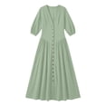 thumbnail image 6 of Guieoi Womens Dresses Fall Plus Size V-Neck Loose Casual Short-Sleeve Button-Down Dress Green XL, 6 of 7