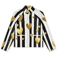 thumbnail image 4 of Jackets for Women Winter Coat Jackets Flannel Stand Collar Jacket(Gold Hearts on Black And White Stripes,Size:S-4XL), 4 of 7