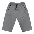 thumbnail image 4 of Tbopshirt Mens Capri Pants Solid Color Elastic Waist Drawstring Zippered Pocket Casual Sports Capris Pants,S-3XL, 4 of 6