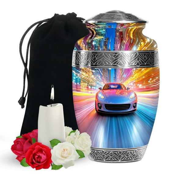YATSKIA Racing Car Cremation Urns for Human Ashes Adult Mother and Father, Large Memorial Urn for Adult Ashes, (200 Cubic, Large 10 Inch)