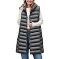 thumbnail image 4 of Quealent Long Puffer Vest Women Winter Hooded Sleeveless Coat Warm Quilted Vest Jacket Zip Up Puffy Coat Fall Warm Outerwear Gray for Size 3XL, 4 of 5