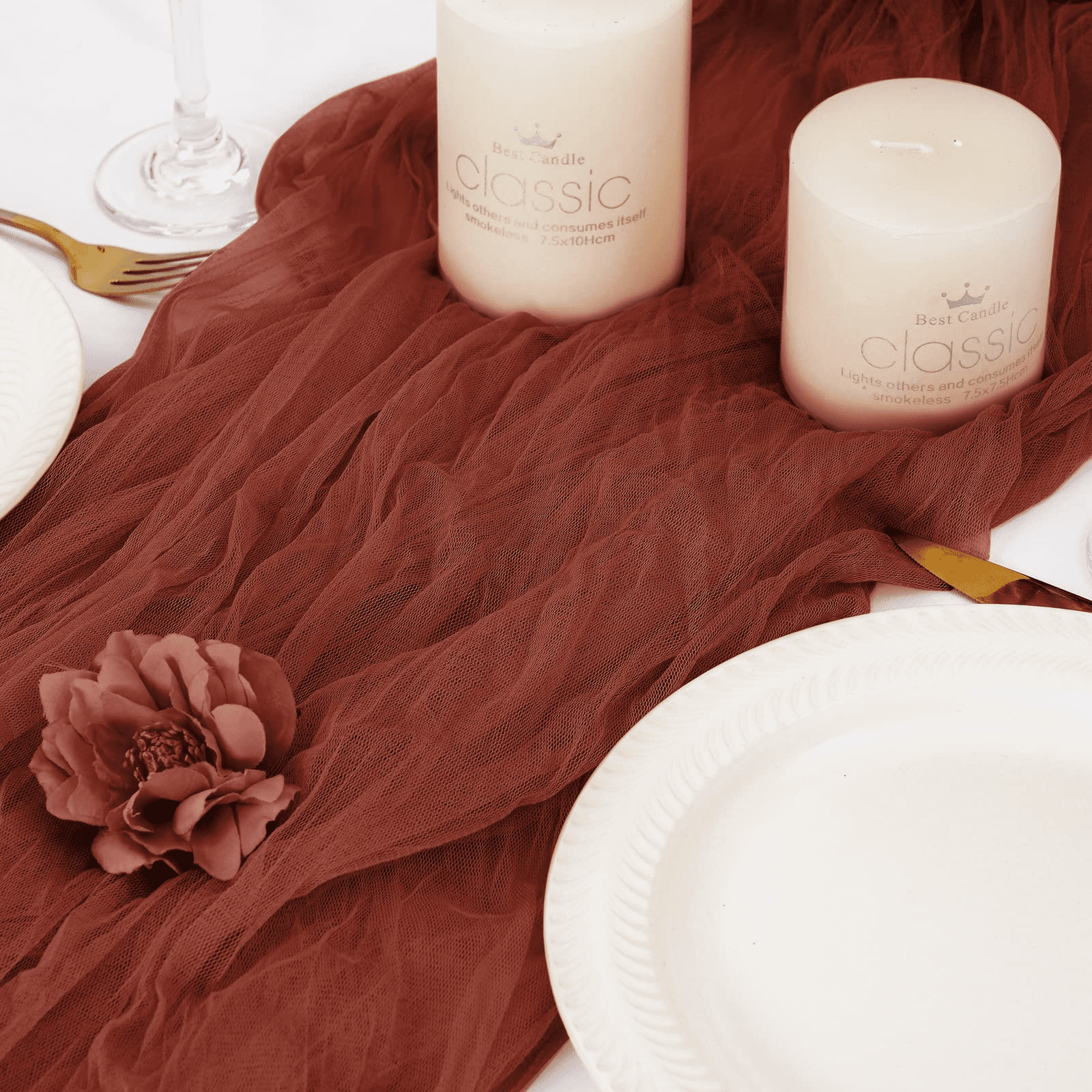 10 Pack 10Ft Terracotta Cheesecloth Table Runner Gauze Semi-Sheer  29''x120'' Table Runner Rustic Cheesecloth Table Cloth for Romantic Wedding  Birthday 