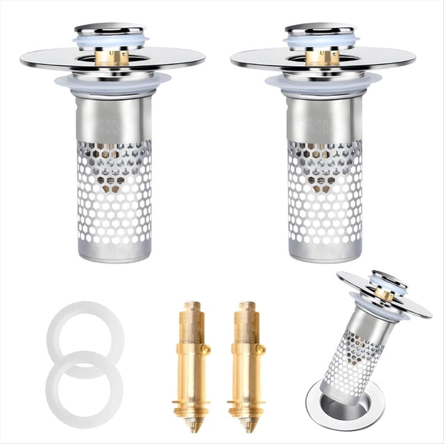 Tapón de Lavabo Mejorado, Colador de Desagüe Emergente con Filtro Extraíble de Acero Inoxidable.
