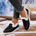 thumbnail image 3 of Snow Boots Slip on Penny Loafers for Women Casual Fleece Lined Warm Winter Warm Walking Flats Ankle Booties Black Size 6, 3 of 6