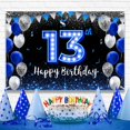 thumbnail image 2 of Banner De Feliz Cumpleaños Número 13 Fondo De Tema Azul Negro Con Luz De Neón Azul Moda Brillante Fiesta De Cumpleaños Foto Fotografía Prop Fondo De Cabina Para Niños Niñas Celebración 70.8X47.2In-Bec, 2 of 5
