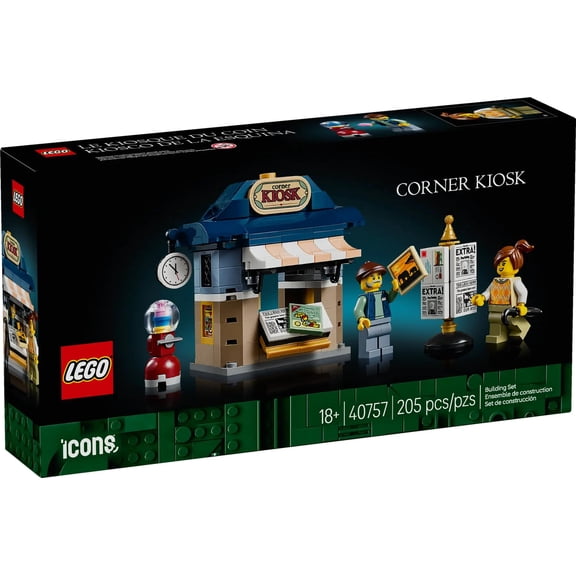 LEGO Icons Corner Kiosk Building Set 40757, Newsstand with Minifigure, 205 Pieces, for Adults 18+