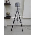 thumbnail image 3 of Surveyor Black Nautical Wooden Tripod Floor Lighting Lamp With Chrome Lamp Shade Home Decor Best Gift, 3 of 3