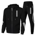 thumbnail image 2 of Chaqueta con capucha de triple inclinación, chándal deportivo con cremallera, ropa deportiva para correr, ropa de fitness para hombre 2024, conjuntos de dos piezas con capucha y pantalones para hombre, 2 of 5