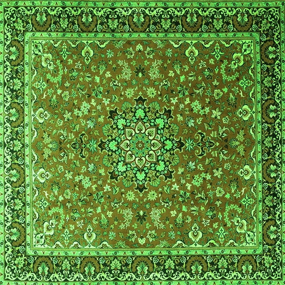 Ahgly Company Indoor Square Persian Green Traditional Area Rugs, 3' Square