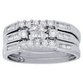thumbnail image 2 of 10K White Gold Princess Cut Diamond Wedding Ring Band 3 Piece Bridal Set 0.60 ct, 2 of 5