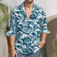 thumbnail image 6 of Ocean Waves Mens Long Sleeve Button Down Shirts, Casual Men's Button Up Shirt with Pocket, 6 of 6