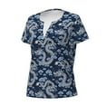 thumbnail image 5 of Fuzoiu Dragons Print Women's V-Neck T-Shirt,Women's Short Sleeve Top, Comfortable for Work, Leisure, and Sports, 5 of 7