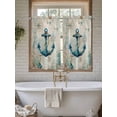 thumbnail image 4 of Teal Anchors Coastal Bathroom Window Curtain, Vintage Summer Beach Nautical Light Filtering Coffee Kitchen Curtains, Bedroom Living Room Curtains 2 Panel 84"x54", 4 of 6