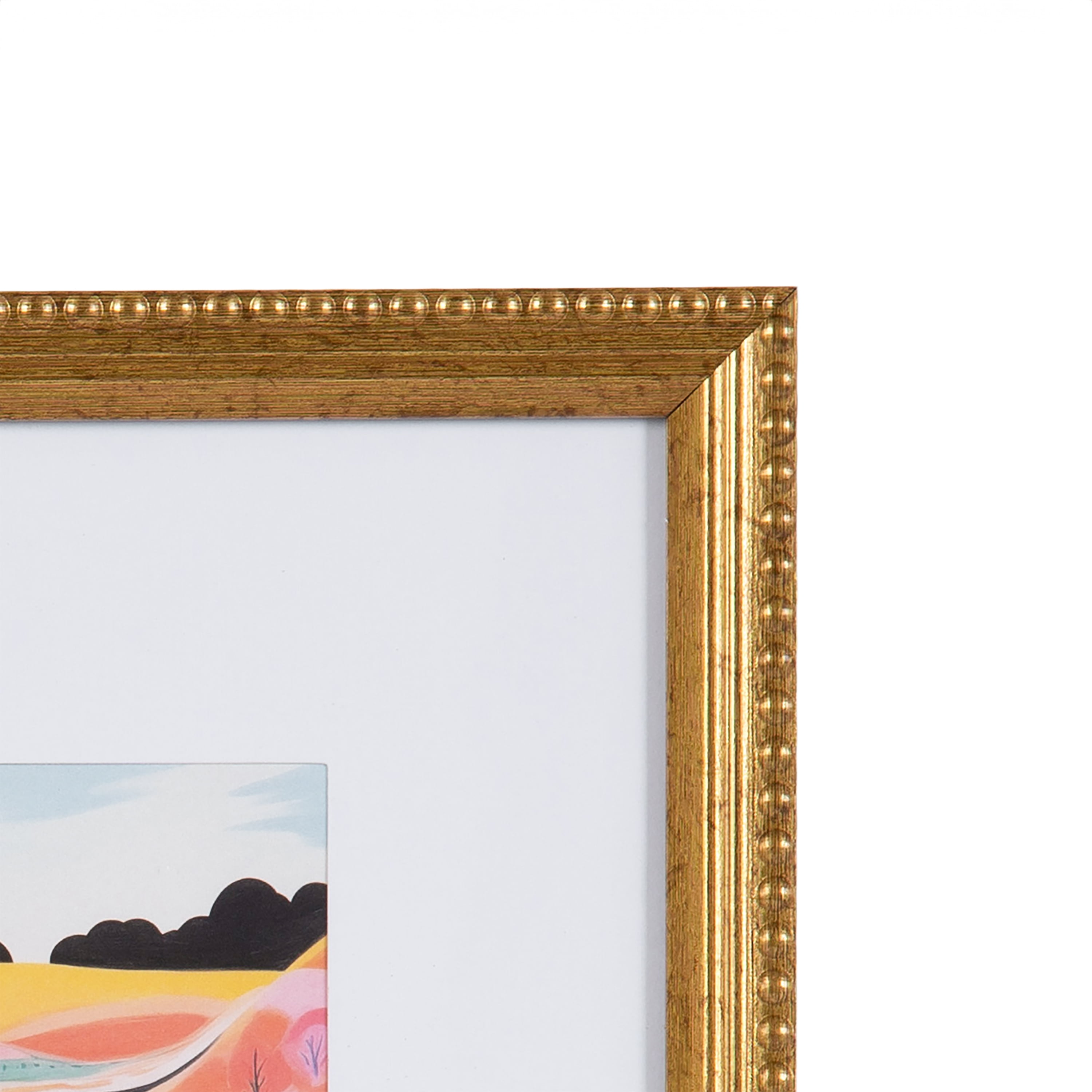 DesignOvation 8x10 Matted for 4x6 Beaded Gold Decorative Tabletop Picture Frame