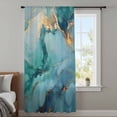 thumbnail image 4 of Teal Marble Sheer Curtains 63 Inches Long, Impressionist Ink Painted Abstract Light Filering Curtains, Breathable Simi Curtain Privacy Drapes for Living Room Bedroom Lightweight Window Treatment, 4 of 9