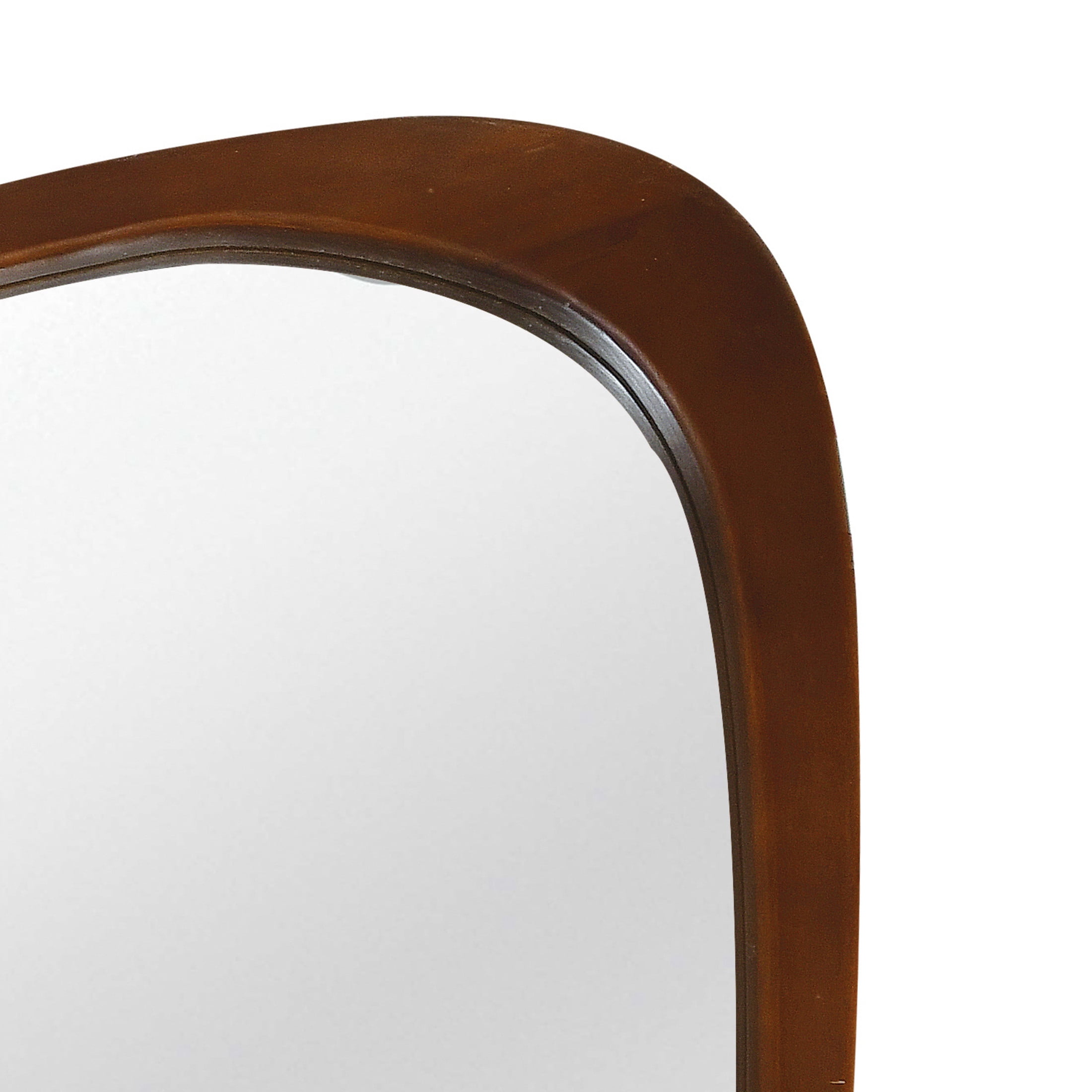 Noble House 20"x30" Irregular Solid Wood Wall Mirror, Modern Asymmetric Decorative Accent Bathroom Mirror, Walnut