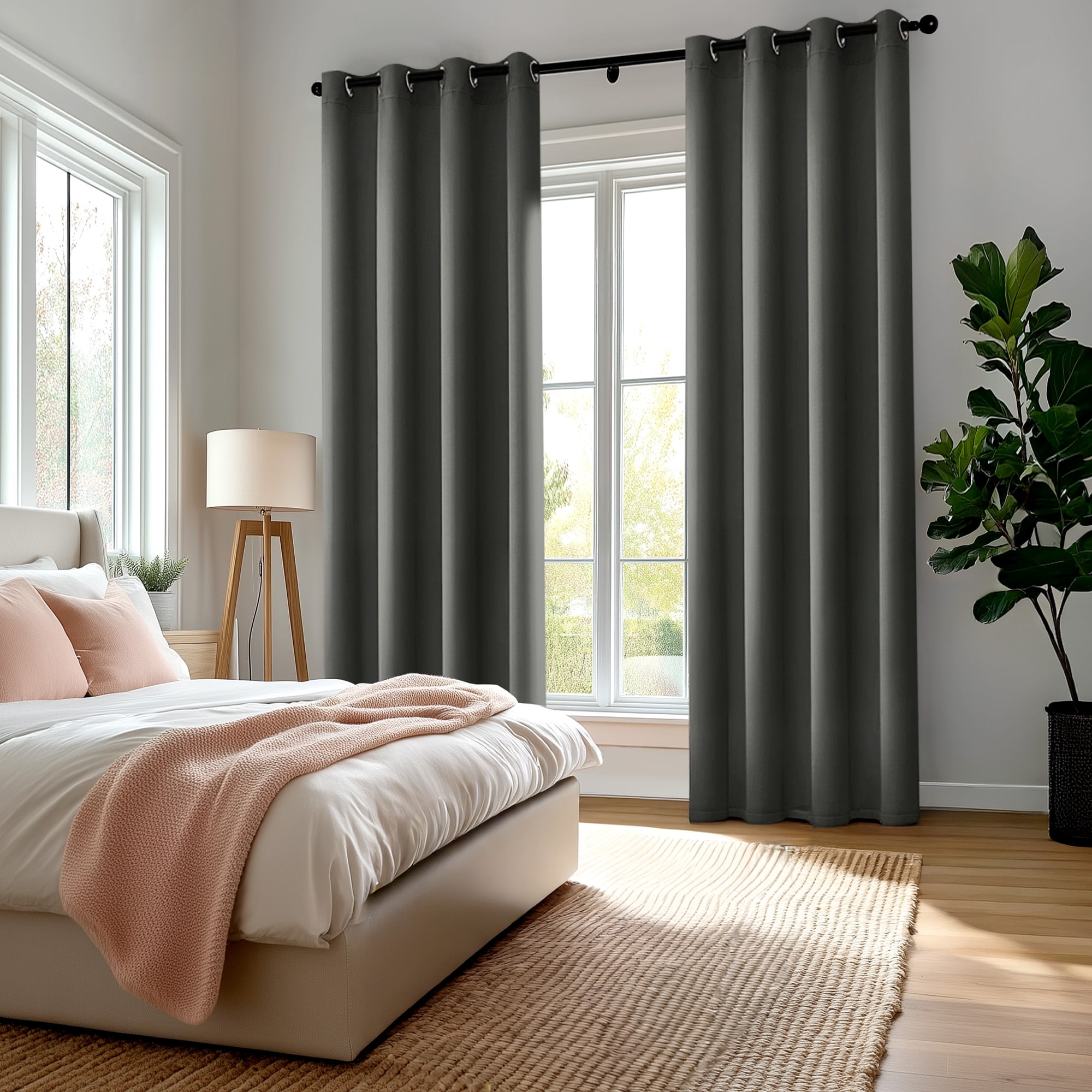 Deconovo Thermal Textured Room Darkening Drapes Window Panels for Living Room, 52"x72", Light Gray, 2 Panels