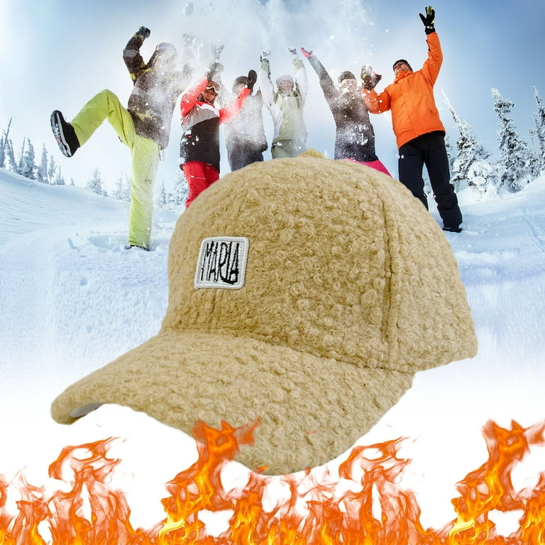 2DXuixsh Voyageur Hat Lamb Wool Baseball Cap for Men Women Teddy Sports  Hats Warm Winter Outdoor Travel Gift Baseball Hat Fir Men Khaki One Size