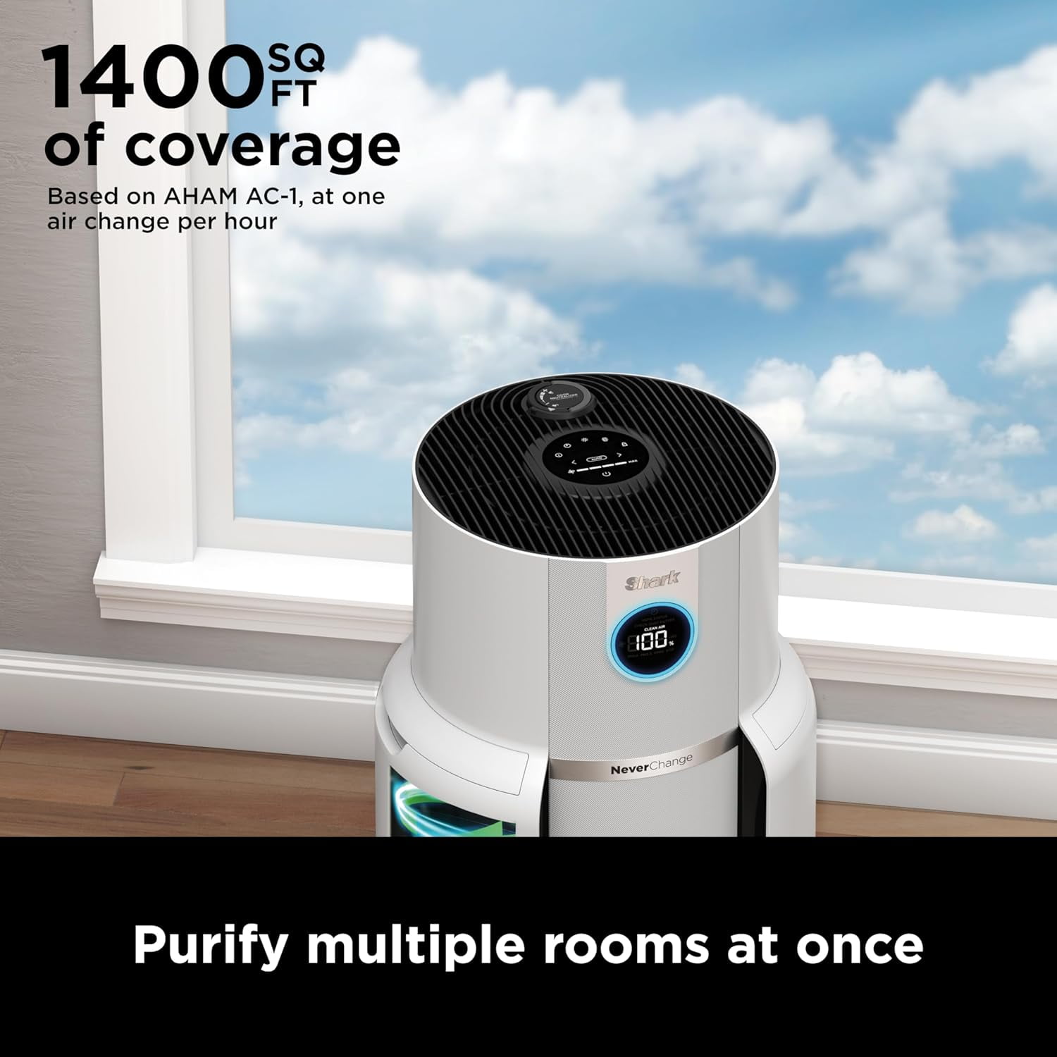 Shark R-HP302 NeverChange Air Purifier MAX, 1400 sq.ft. Coverage, 5-Year HEPA Filter Life, Odor Neutralizer, White