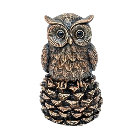 Resin Owl Figurine, Rustic Cabin Bird Statue, Small Farmhouse Shelf Sitter & Tabletop Decor, Housewarming Gift for Women