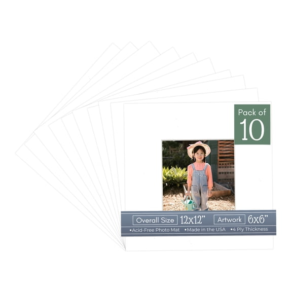 Off White Pebble Picture Frame Mat for 12x12 Frames - Fits 6x6 Photos - 10 Mats