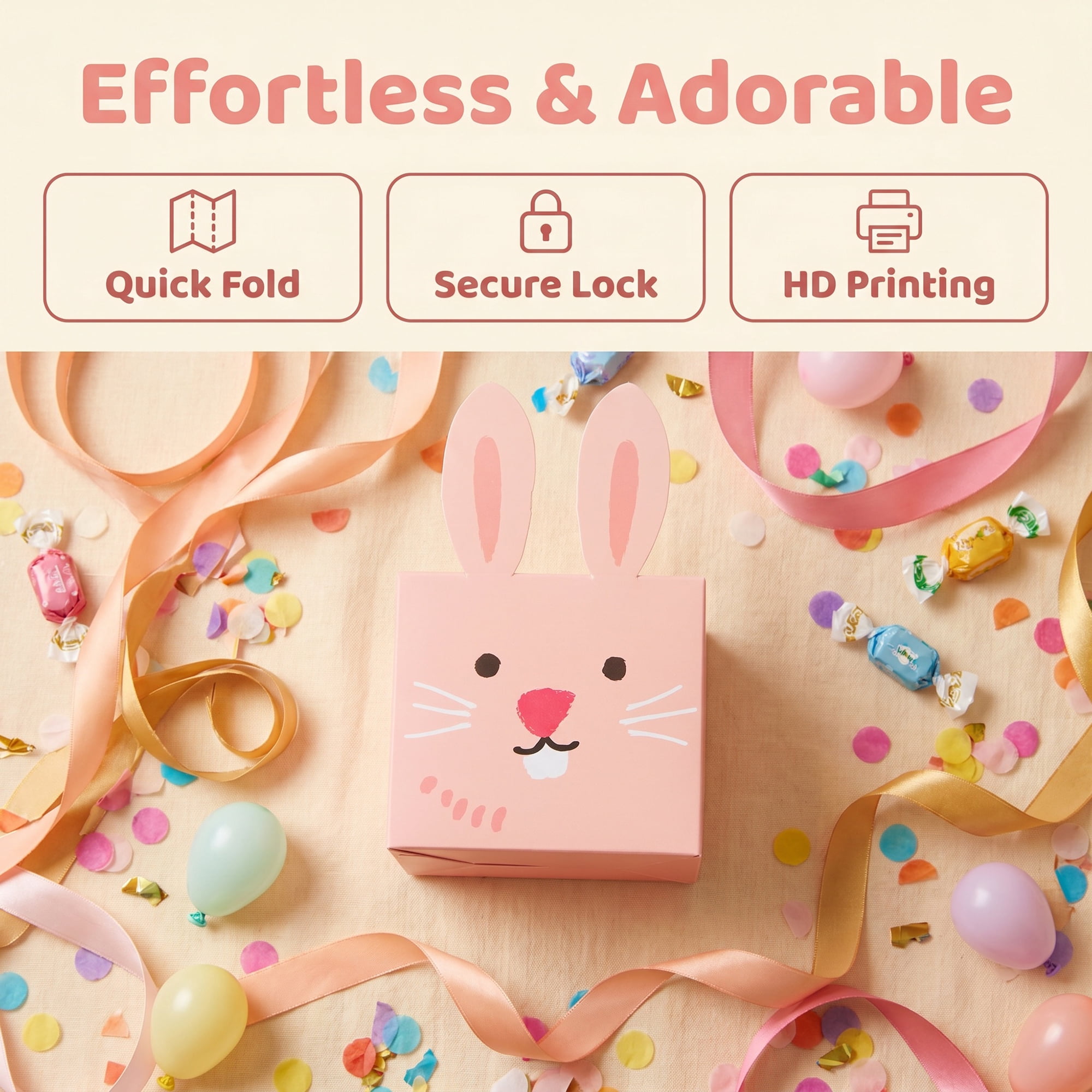 Unique Bargains 10Pcs Flat Packed Folding Animal Shapes Gift Boxes Pink 3.5"x3.5"x3.5"