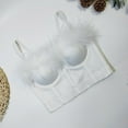 thumbnail image 6 of Virmaxy Women's Faux Fur Full Figure Bras Comfort Shaping Full Figure Wirefree Tank Top Bra Printing Gathered Together Large Size Daily Bra Underwear No Rims White XXL, 6 of 6