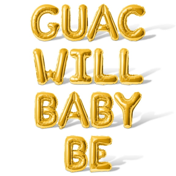 Letter Balloons - GUAC WILL BABY BE 16" Inch Alphabet Letters Foil Mylar Balloon Baby Shower Party Banner (Gold)