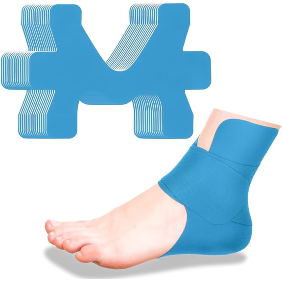 Lsupdaol 8 Pcs Precut Kinesiology Tape for Ankle Cotton Breathable Elastic Athletic Tape Pain Relief Minimize Ankle Sprain Provides Support and Stability for Ligament and Muscle Marathon Use(Blue)