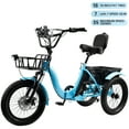 thumbnail image 6 of VIPQV Blue Electric Tricycle for Adults, 22MPH 27Miles 7-Speed Ebike, 3 Wheel Folding Electric Tricycle 18", Mountain E Bike, 350W Electric Trike 48V 13AH UL2849, 6 of 12