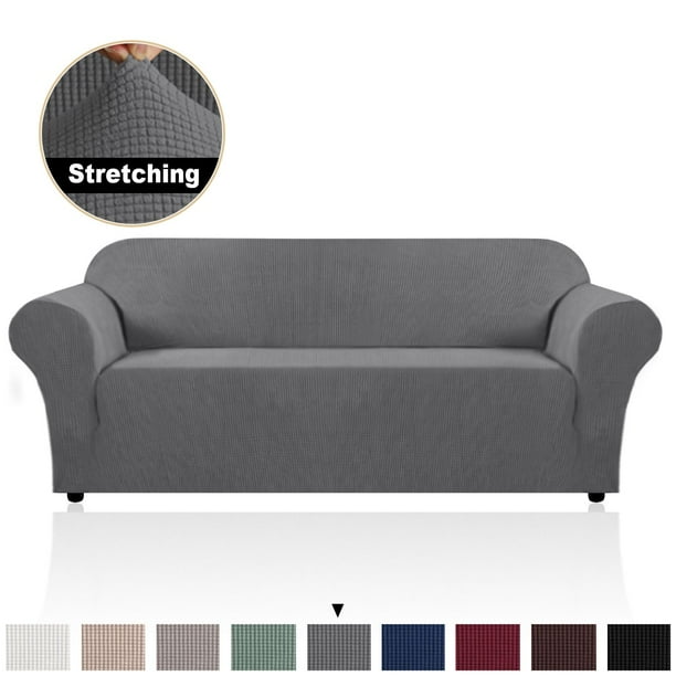 H Versailtex Stretch Sofa Slipcover 1 Piece Couch Cover For 4 Cushion Pet Furniture Protector With Elastic Bottom Oversized Charcoal Gray Com H Versailtex Stretch Sofa Slipcover 1, Charcoal Gray Sofa Covers