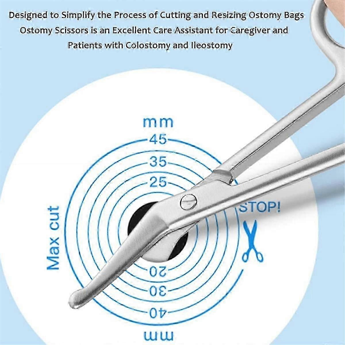 Ostomy Bag Scissor-Stoma Pouch Shear with Blunt Round Tip for Colostomy Ileostomy Care, Stainless Steel, 4.4Inch L, 2Pcs
