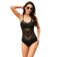 thumbnail image 4 of POGLIP Women's Black Crochet Lace Halter Straps One-piece Swimsuit, 4 of 6