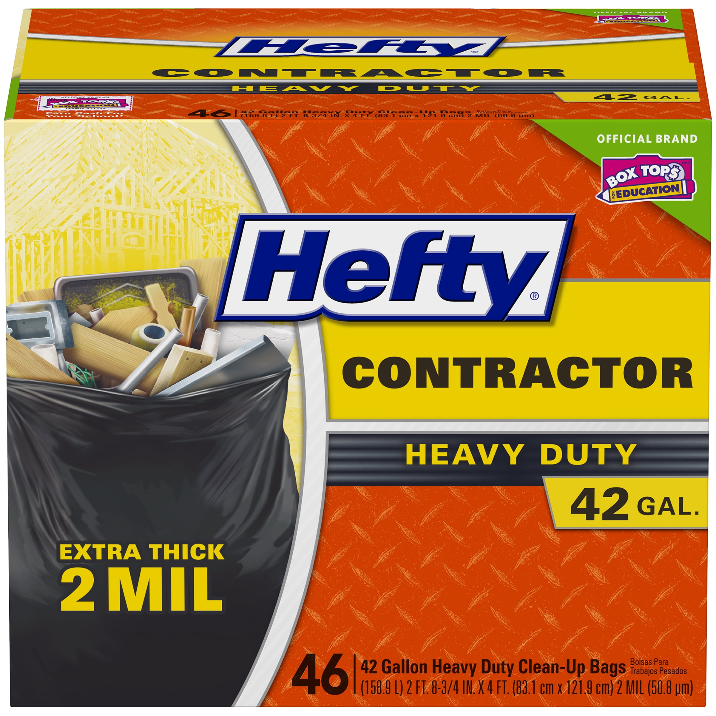 Hefty Heavy Duty Contractor Trash Bags 42 Gallon 46 Count