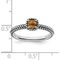 thumbnail image 5 of Solid Sterling Silver Stackable Expressions Checker-cut Citrine Antiqued Ring - Ring Size 6.0, 5 of 8