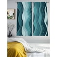 thumbnail image 3 of Abstract Turquoise Moire Sheer Curtains 63 Inch Length 2 Panels Set for Living Room/Bedroom, Gradient Coastal Ocean Geometric Curtain Sheers Drapes Rod Pocket Curtains Window Treatment 52''x63''x2, 3 of 7