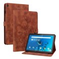 thumbnail image 2 of FJLBDE Case for Lenovo Tab M10 HD 10.1 inch TB-X505L/X505F, Embossed Flower PU Leather Flip Wallet Folio Stand Cover, Brown, 2 of 7
