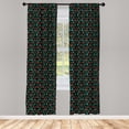 thumbnail image 2 of Ambesonne Floral 4-Panel Curtains, Blossoming Flowers Design, 56"x63", Charcoal Grey Aqua Coral, 2 of 4