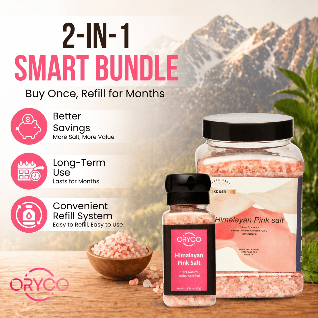 Oryco Coarse (80oz) & Coarse (17.64oz) Himalayan Pink Salt Bundle