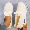 thumbnail image 5 of Domuza Women Knit Slip On Wedge Sneakers with Bow, Breathable Air Cushion Platform Shoes, Lightweight Comfortable Casual Walking Footwear White 7.5（EU-39）, 5 of 6