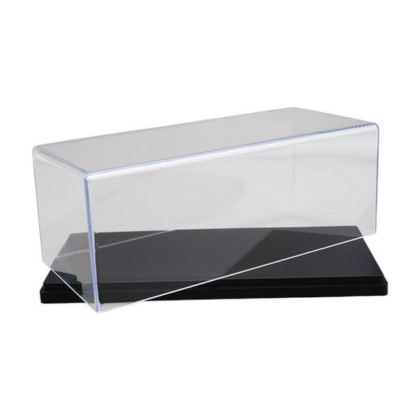 Vitrina de acrílico transparente, almacenamiento de protección para automóviles a escala 1:43, apilable, caja de exhibición, vitrina para figuras Negro 15x76x63 cm