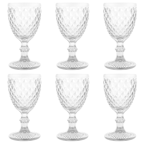 6PCS Vintage Goblet Glasses Set, 8 oz Wine Glasses, 240ml Glass Cups Set, Drink Glasses, Drinking Goblets, Bar Tumbler Glassware for Wine, Beer, Juice, Cocktail, Whiskey,Clear