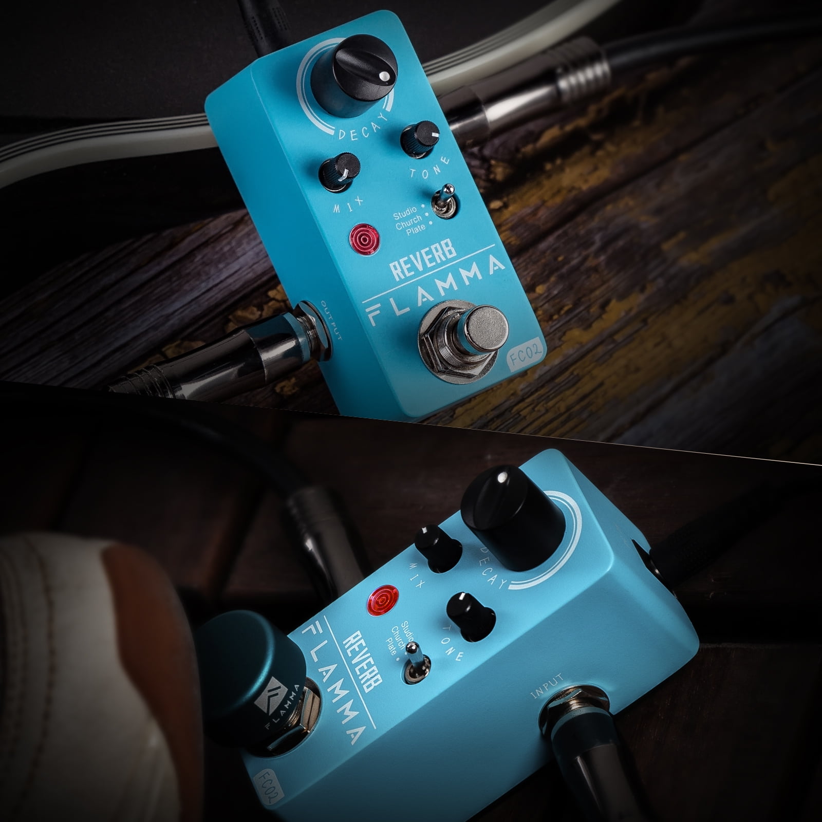 FLAMMA FC02 Mini Reverb Pedal Digital Guitar Effects Pedal with Church Plate Studio Reverb True Bypass