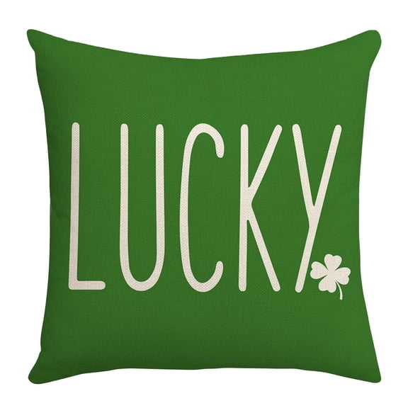 St Patricks Day Decor-Throw Pillow Covers 18x18 inch, Shamrock Linen Pillow Case, Irish for Large Couch Sofa Home Indoor Outdoor Holiday Decor