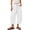 White, variant on Women's Cotton Linen Banana Pants – Cropped Length Loose Fit with Elastic Waistband, Casual Summer Trousers