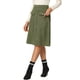 thumbnail image 4 of Falda de ante para mujer INSPIRE CHIC, hasta la rodilla, con botones, bolsillos decorativos, falda en A, color verde militar, 4 of 6