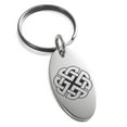 thumbnail image 1 of Stainless Steel Celtic Quaternary Knot Rune Engraved Small Oval Charm Keychain Keyring, 1 of 1